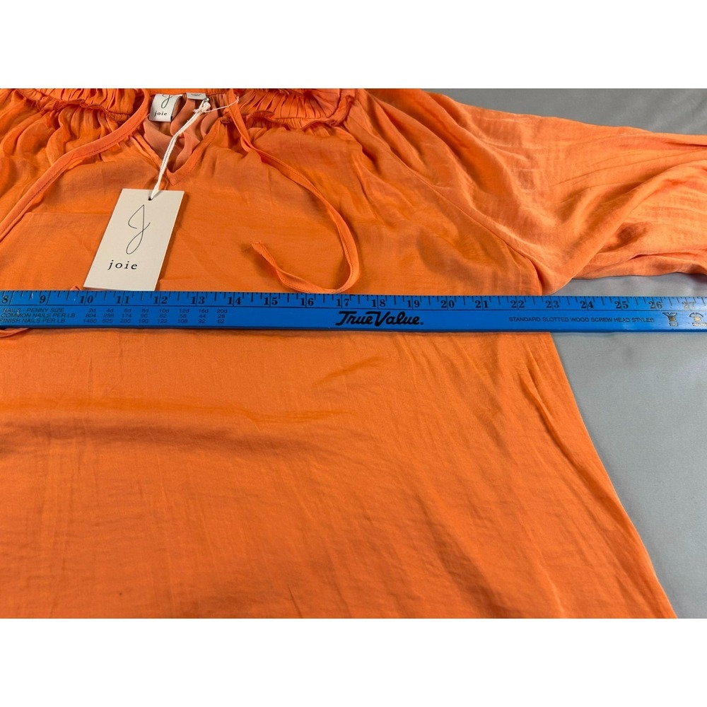Joie Women XL Orange Peasant Blouse Ruffle Neck Boho Top Long Sleeve Peasant NWT - Picture 7 of 12